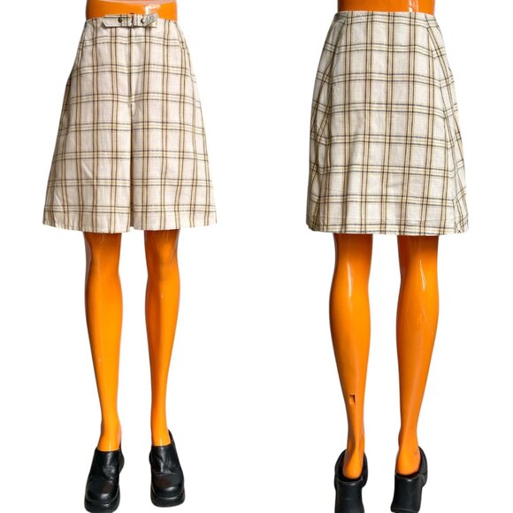 70s Vintage Highwaisted Plaid Skort Skirt Shorts Preppy Kneelength Mr Leonard. - Picture 4 of 8